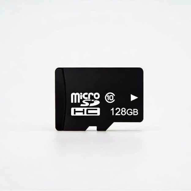 128GB microSDHC card on a white background